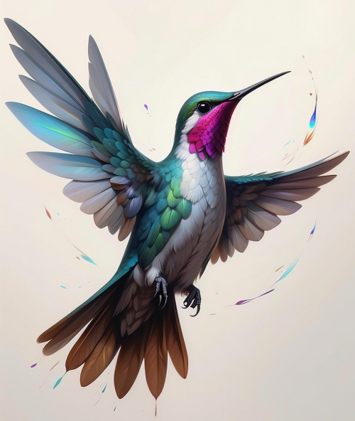 Hummingbird in Flight illustration